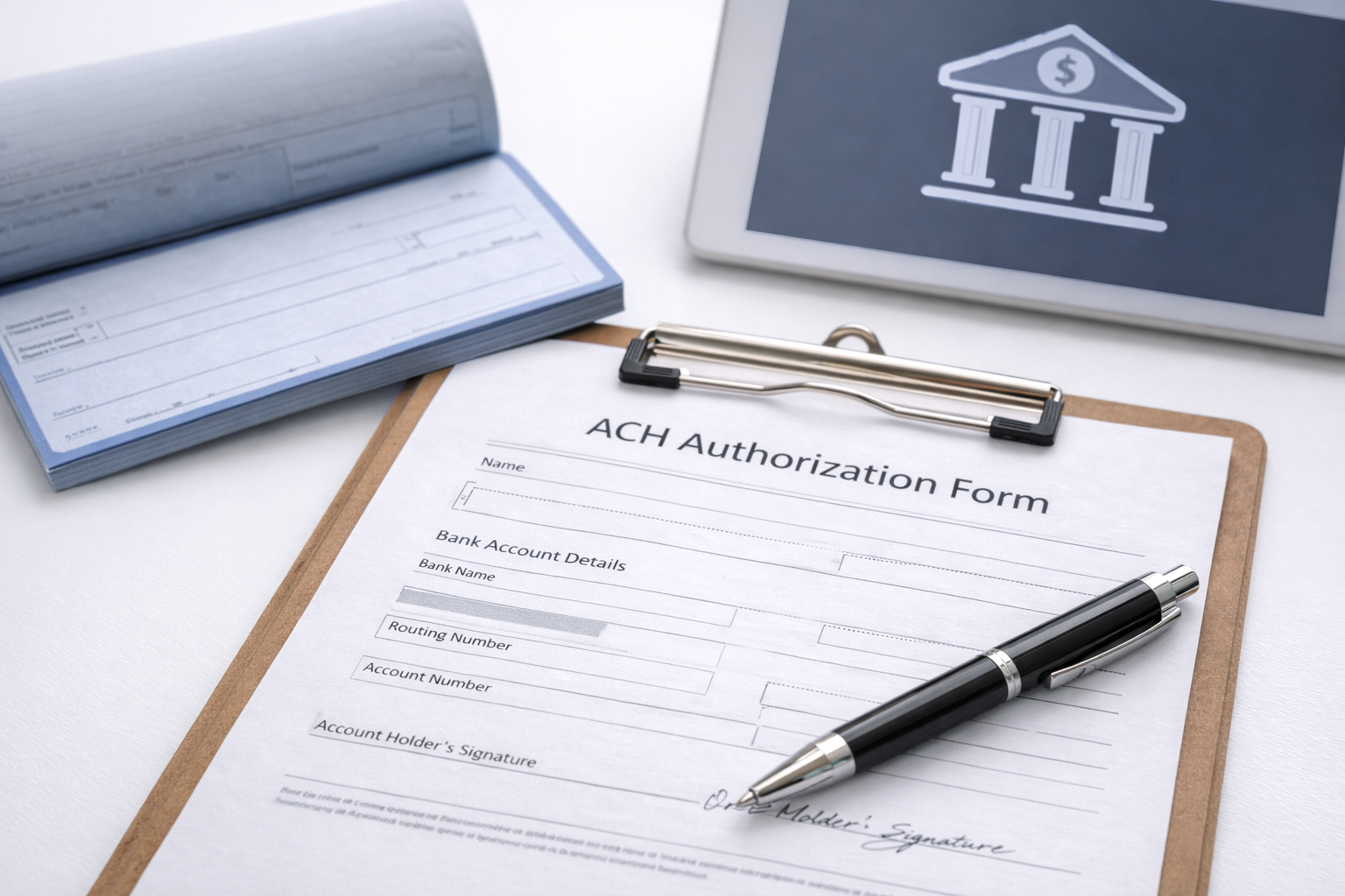 ACH bank debit authorization form for recurring payments